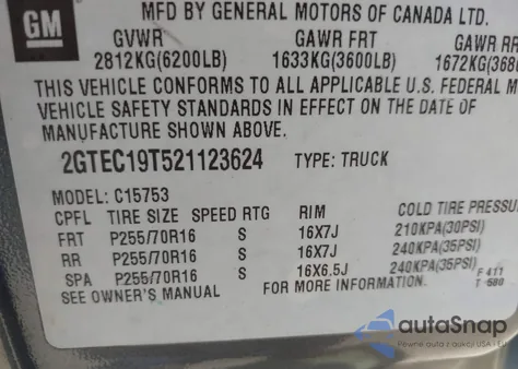 2002 GMC Sierra 1500 Sle from USA, damaged, VIN 2GTEC19T521123624